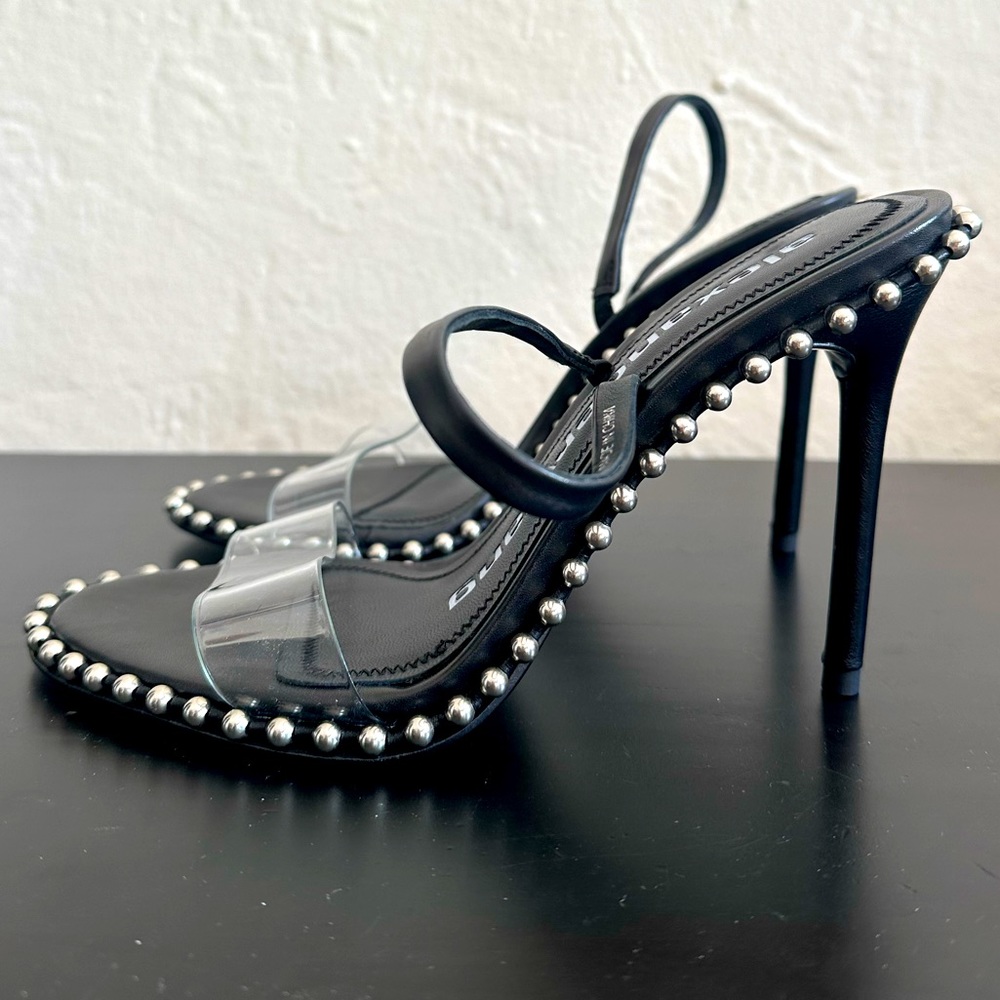 ALEXANDER WANG Nova Sandals Black
Ball Stud Clear Slingback Heels 37 7